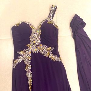 Floor length jeweled gown with matching shawl